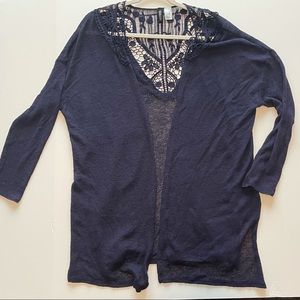 H&M Blue Cardigan with Lace Detail